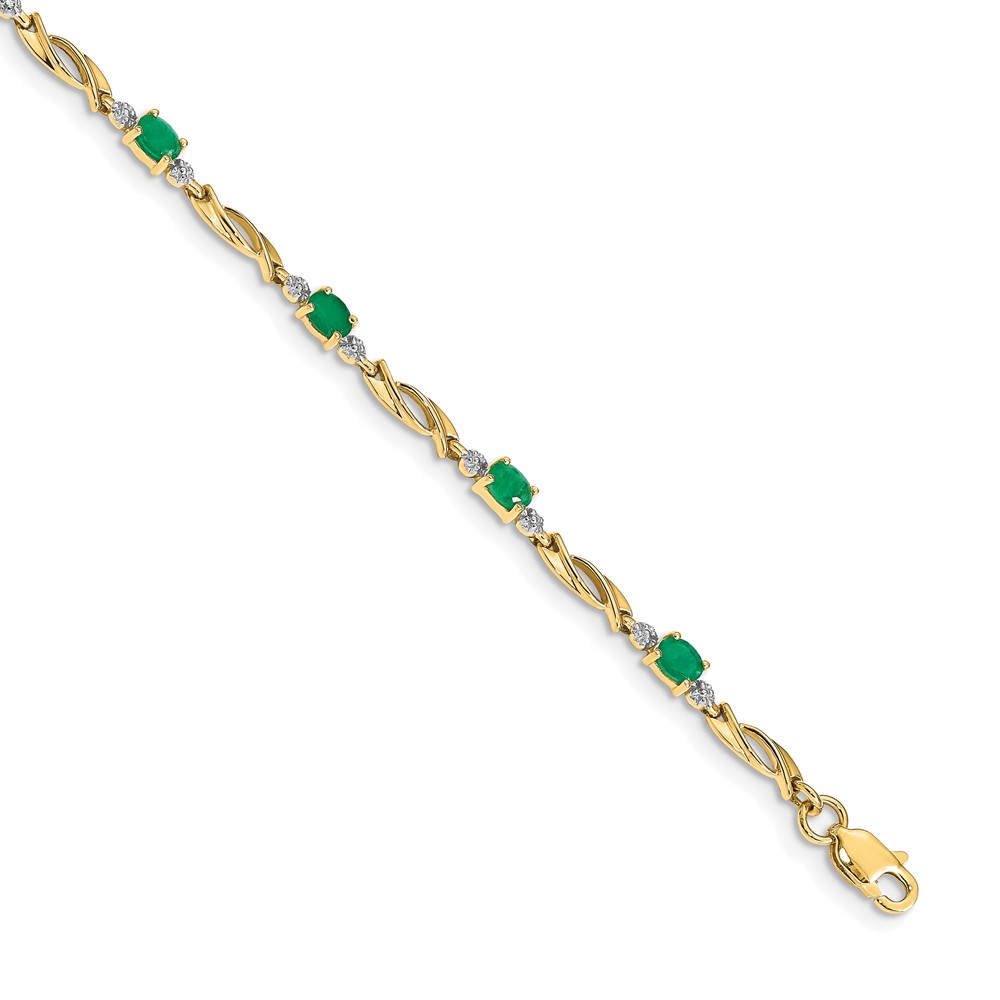 BM4476-EM-001-YA.jpg 14k Complete Diamond and Oval Emerald Fancy Link 7.25 inch Bracelet - Image 1
