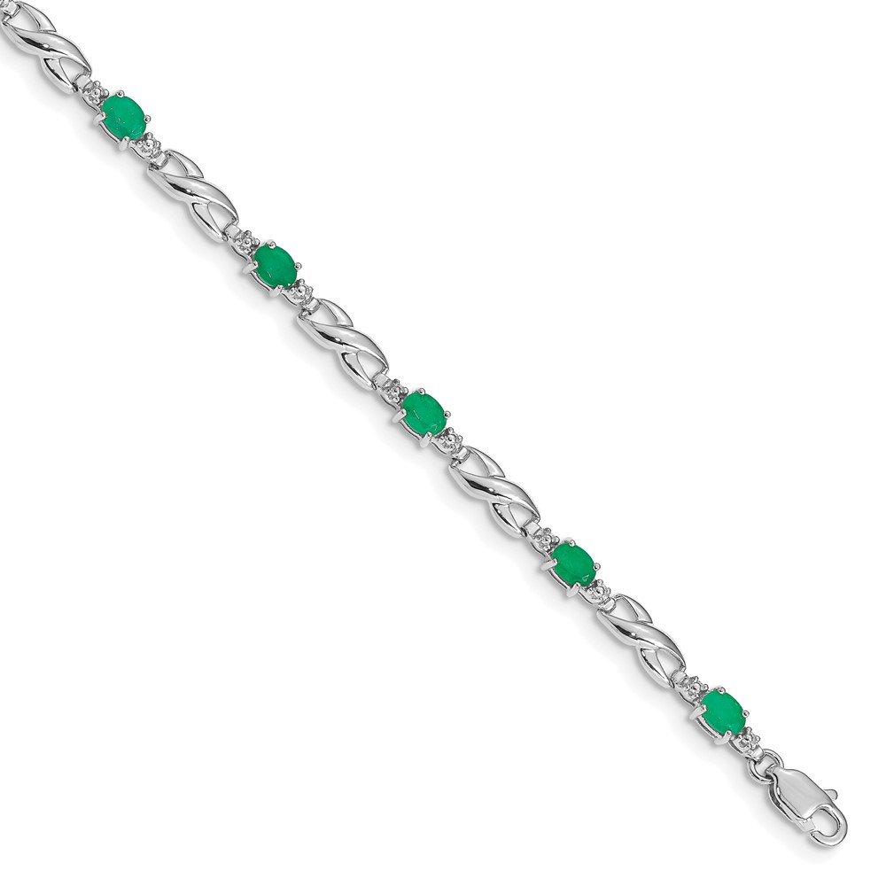 BM4477-EM-001-1WA.jpg 10k White Gold Diamond and Emerald Bracelet - Image 1