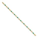 14k Complete Diamond and Oval Emerald Infinity Link 7.25 inch Bracelet - Image 2