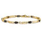 14k Complete Diamond and Oval Sapphire X-design 7.25 inch Bracelet - Image 3