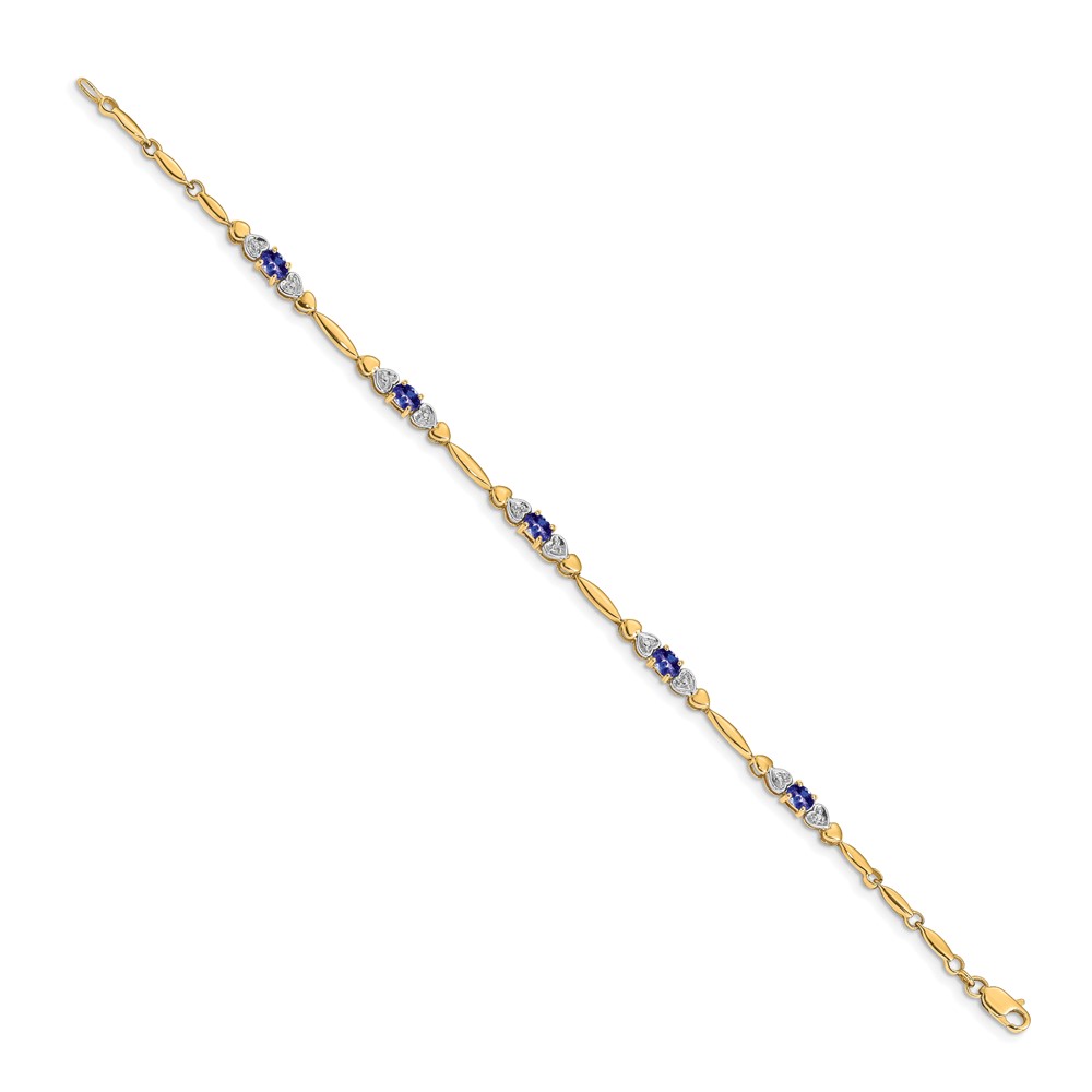 BM4479-TZ-001-YA-2.jpg 14k Complete Diamond and Oval Tanzanite Heart Design 7 inch Bracelet - Image 1