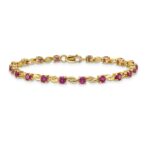 14k Complete Round Ruby Fancy Link 7 inch Bracelet - Image 3