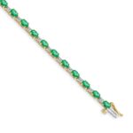 14k Complete Diamond and Oval Emerald 7 inch Bracelet