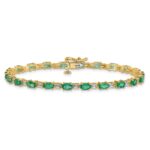 14k Complete Diamond and Oval Emerald 7 inch Bracelet - Image 3