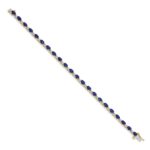 14k Complete Diamond and Oval Sapphire 7 inch Bracelet - Image 2