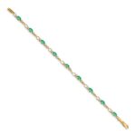 14k Complete Diamond and Oval Emerald Open Link 7 inch Bracelet - Image 2