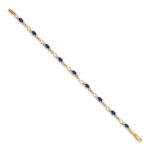14k Complete Diamond and Oval Sapphire Open Link 7 inch Bracelet - Image 2