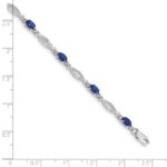 14k White Gold Complete Diamond and Oval Sapphire 7.25 inch Bracelet - Image 4