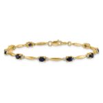 14k Complete Diamond and Oval Sapphire 7.25 inch Bracelet - Image 3