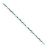 14k White Gold Complete Diamond and Oval Emerald Infinity 7.25 inch Bracelet - Image 2