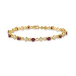 14k Complete Diamond and Round Ruby 7 inch Bracelet - Image 3
