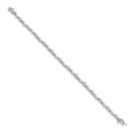 14k White Gold Complete Diamond and Oval Aquamarine Curved Link 7 inch Bracelet - Image 2