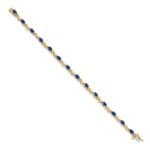 14k Complete Diamond and Oval Sapphire Curved Link 7 inch Bracelet - Image 2