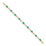 10k Diamond and Oval Emerald Bracelet - Image 2