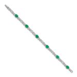14k White Gold Complete Diamond and Oval Emerald Infinity Link 7.25 inch Bracelet - Image 2