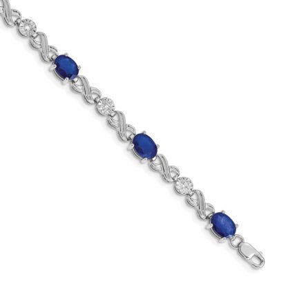 10k White Gold Diamond and Sapphire Infinity Bracelet