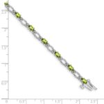14k White Gold Complete Diamond and Oval Peridot Heart Accent 7 inch Bracelet - Image 3