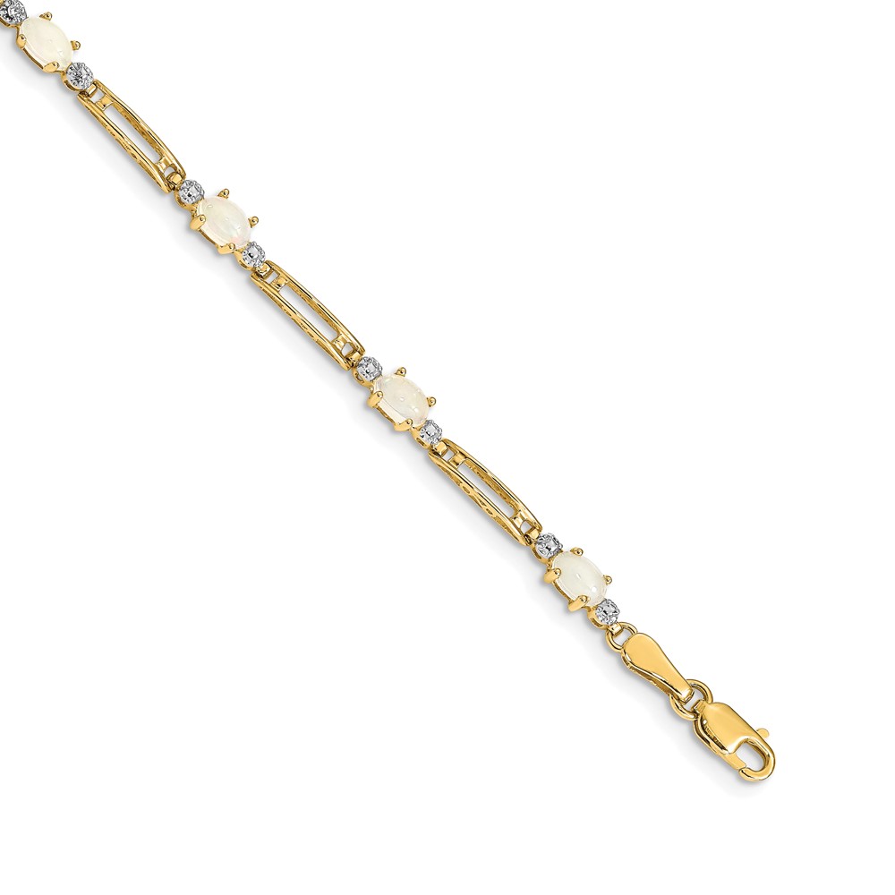 BM4492-OP-001-YA.jpg 14k Complete Diamond and Oval Opal Fancy Link 7 inch Bracelet - Image 1