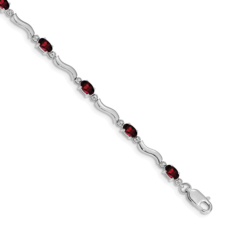 BM4493-GA-001-1WA.jpg 10k White Gold Fancy Diamond and Garnet Bracelet - Image 1