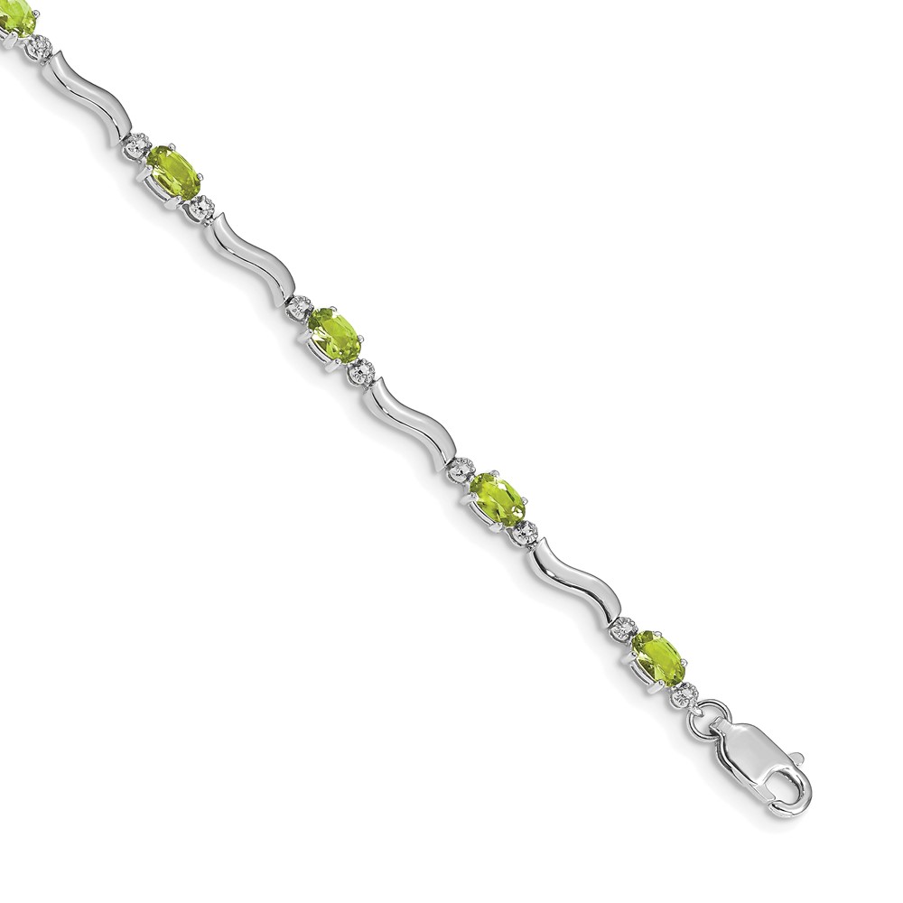 BM4493-PE-001-1WA.jpg 10k White Gold Fancy Diamond and Peridot Bracelet - Image 1