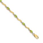 14k Complete Diamond and Oval Peridot Wavy Link 7 inch Bracelet