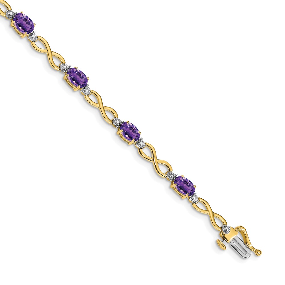 BM4494-AM-003-YA.jpg 14k Complete Oval Amethyst and Diamond Infinity Link 7 inch Bracelet - Image 1