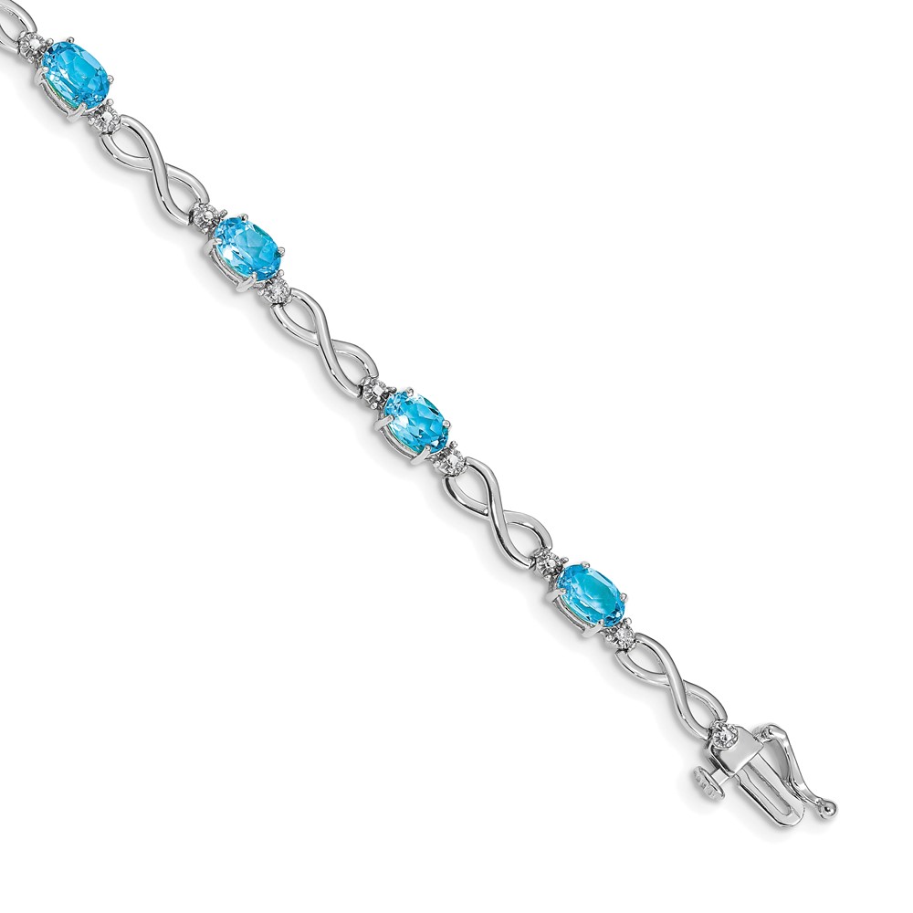 BM4494-BT-003-WA.jpg 14k White Gold Complete Oval Swiss Blue Topaz and Diamond Infinity Link 7 inch Bracelet - Image 1