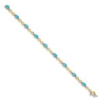 14k Complete Oval Swiss Blue Topaz and Diamond Infinity Link 7 inch Bracelet - Image 2