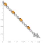 14k White Gold Complete Oval Citrine and Diamond Infinity Link 7 inch Bracelet - Image 3