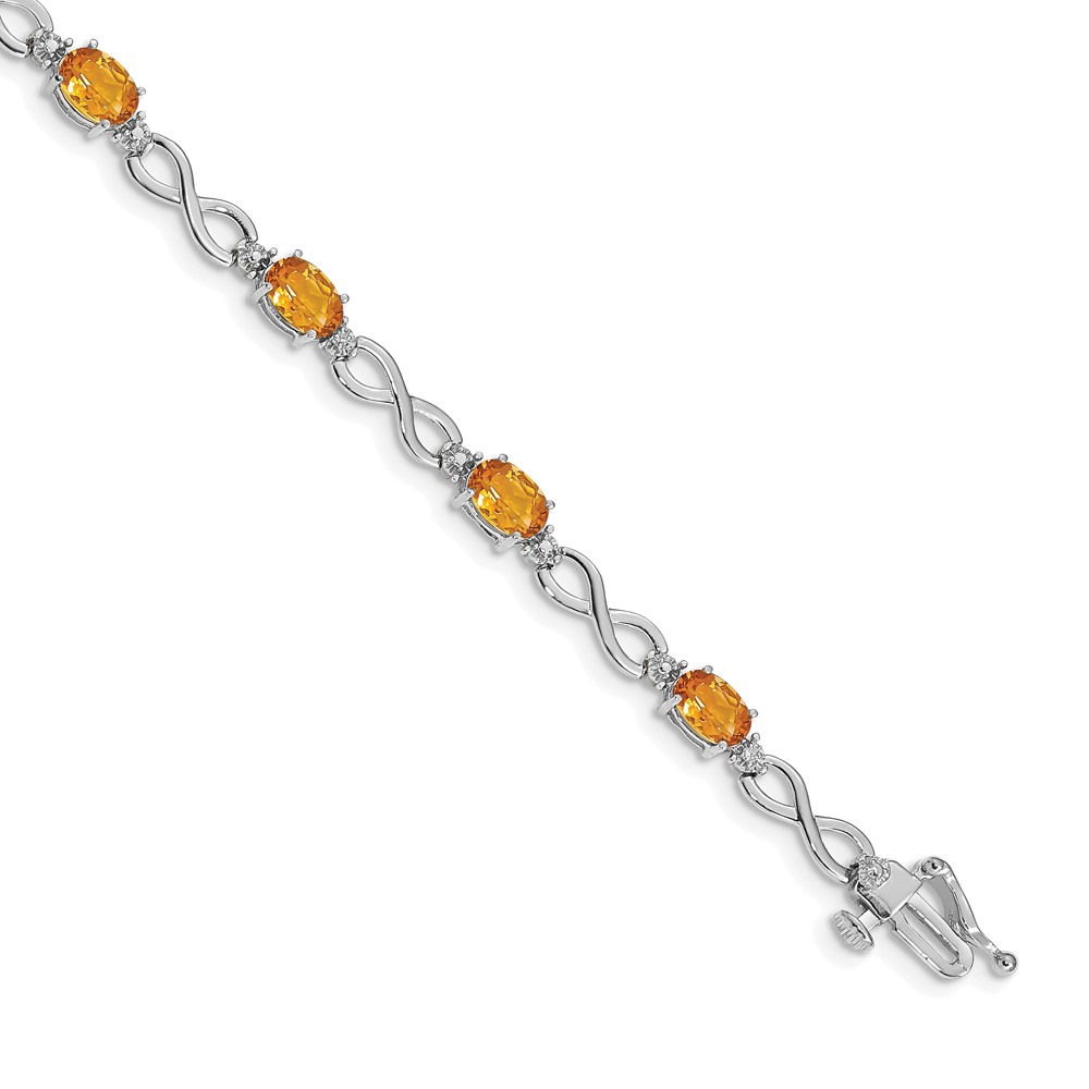 BM4494-CI-003-WA.jpg 14k White Gold Complete Oval Citrine and Diamond Infinity Link 7 inch Bracelet - Image 1