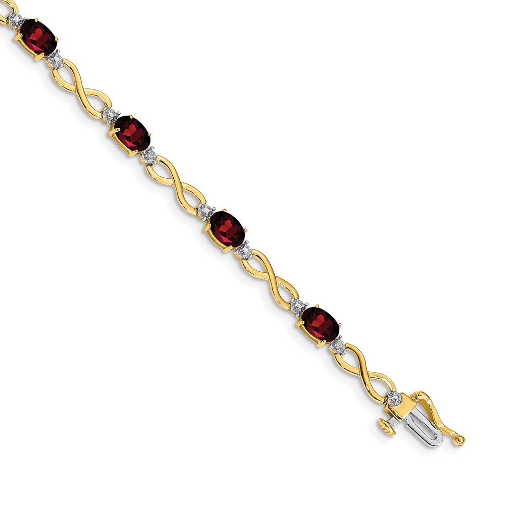 BM4494-GA-003-1YA.jpg 10k Garnet and Diamond Infinity Bracelet - Image 1