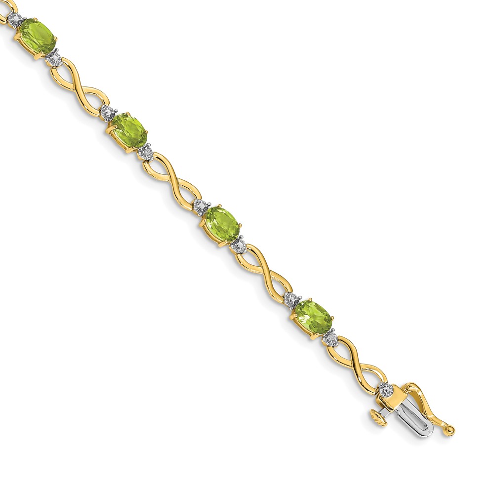 BM4494-PE-003-YA.jpg 14k Complete Oval Peridot and Diamond Infinity Link 7 inch Bracelet - Image 1