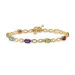10k Rainbow Gemstone and Diamond Infinity Bracelet - Image 3