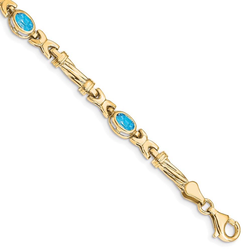 BM4497-BT-1Y.jpg 10k Blue Topaz 4 Stone Bracelet - Image 1