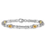 14k White Gold Complete Oval Citrine Fancy Link 7 inch Bracelet - Image 3