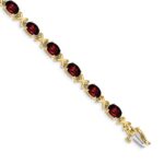 14k Complete 7x5mm Oval Garnet X-design 7 inch Bracelet