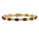 14k Complete 7x5mm Oval Garnet X-design 7 inch Bracelet - Image 3