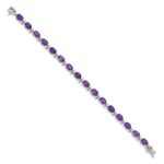 14k White Gold Complete Oval Amethyst 7 inch Bracelet - Image 2