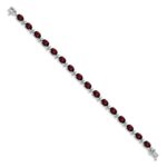 14k White Gold Complete Oval Garnet 7 inch Bracelet - Image 2