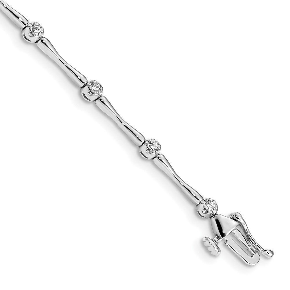 BM4594-025-WA.jpg 14k White Gold Complete 1/4 carat Diamond and Bar Link 7 inch Bracelet - Image 1