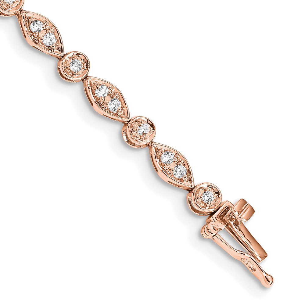 BM4622-075-RA.jpg 14k Rose Gold Complete 3/4 carat Diamond Round and Oval Link 7 inch Bracelet - Image 1