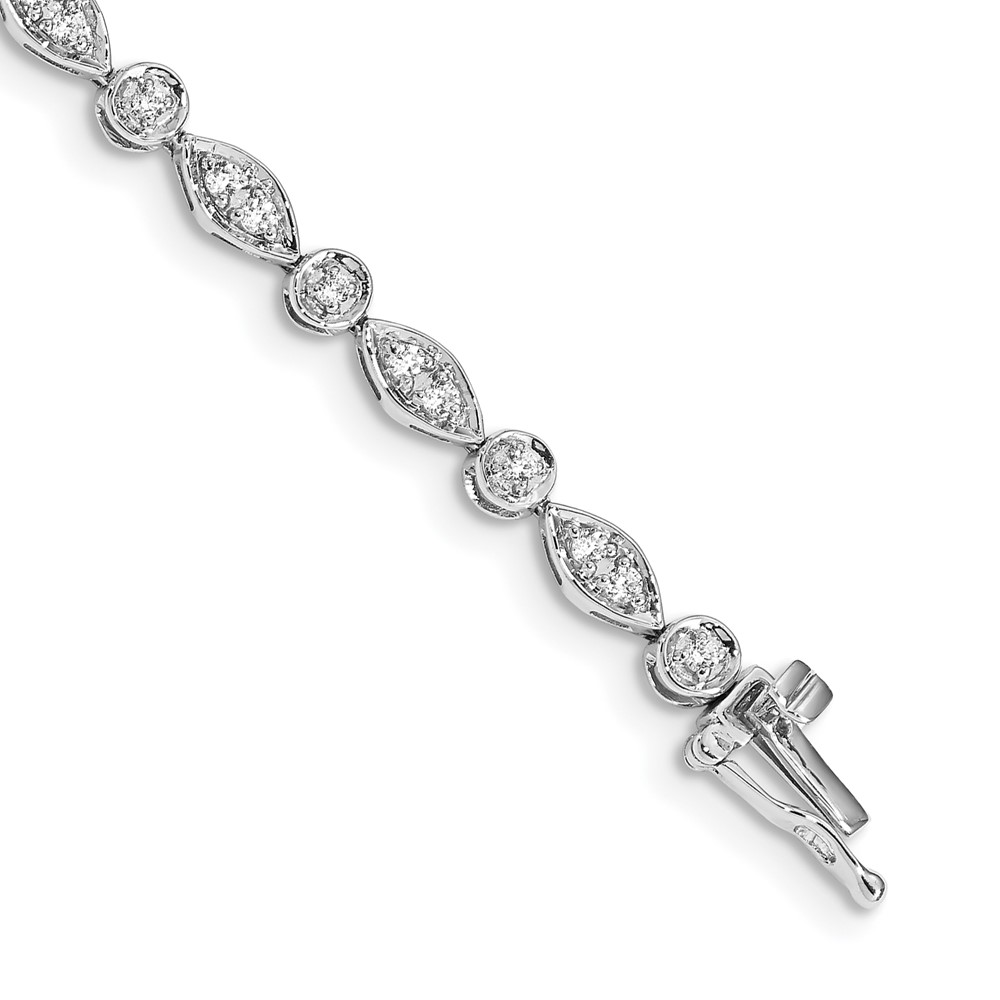 BM4622-075-WA-1.jpg 14k White Gold 3/4 carat Lab Grown Diamond VS/SI+ G+ Complete 7 inch Fancy Bracelet - Image 1