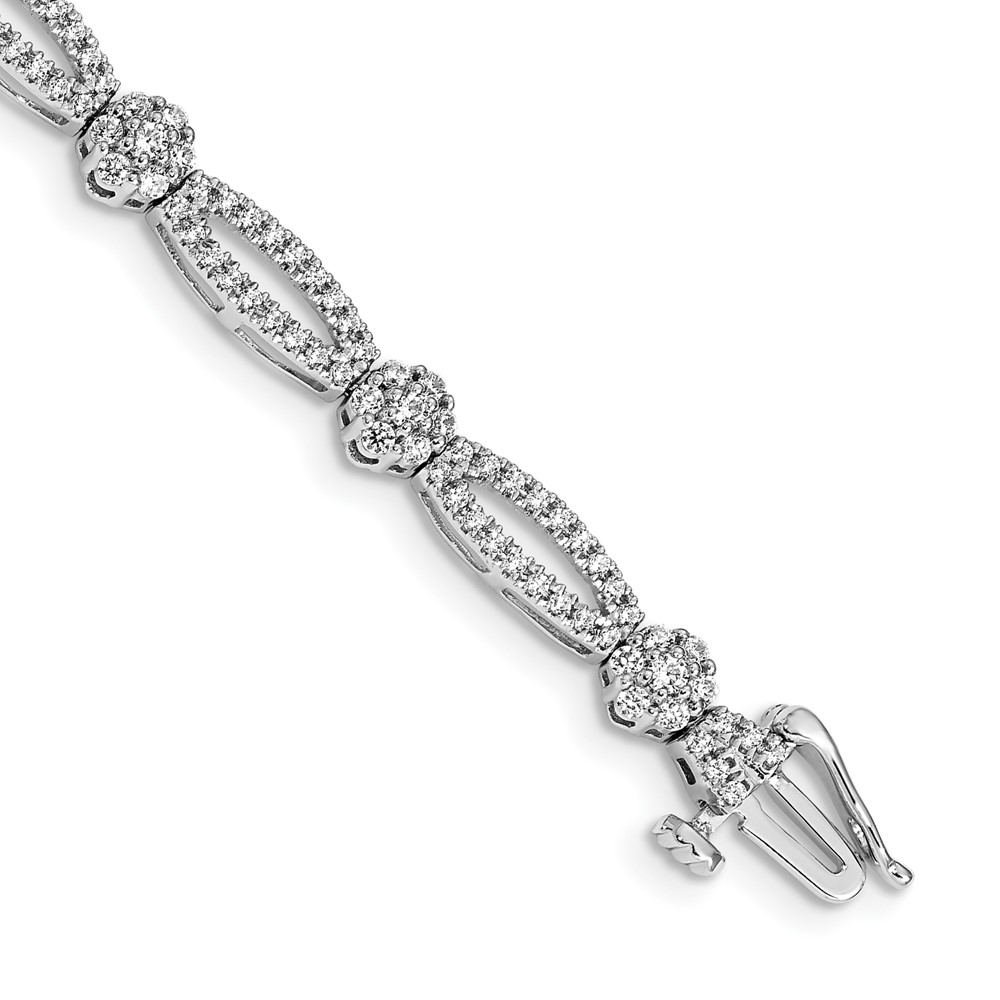 BM4626-200-WA.jpg 14k White Gold 2 carat Lab Grown Diamond VS/SI+ G+ Complete 7 inch Fancy Flower Link Bracelet - Image 1