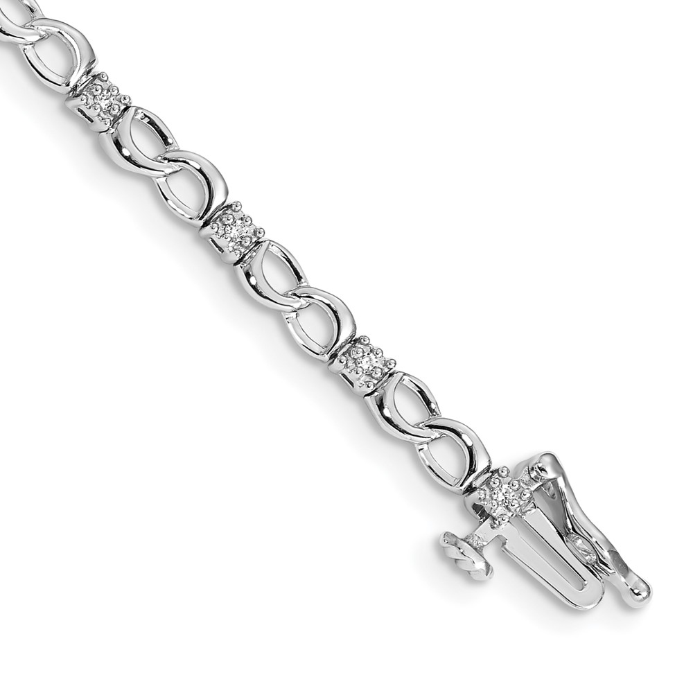 BM4627-015-WA.jpg 14k White Gold Complete 1/6 carat Diamond Figure 8 Link 7 inch Bracelet - Image 1