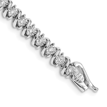 14k White Gold Complete 1 carat Diamond S-link 7 inch Tennis Bracelet
