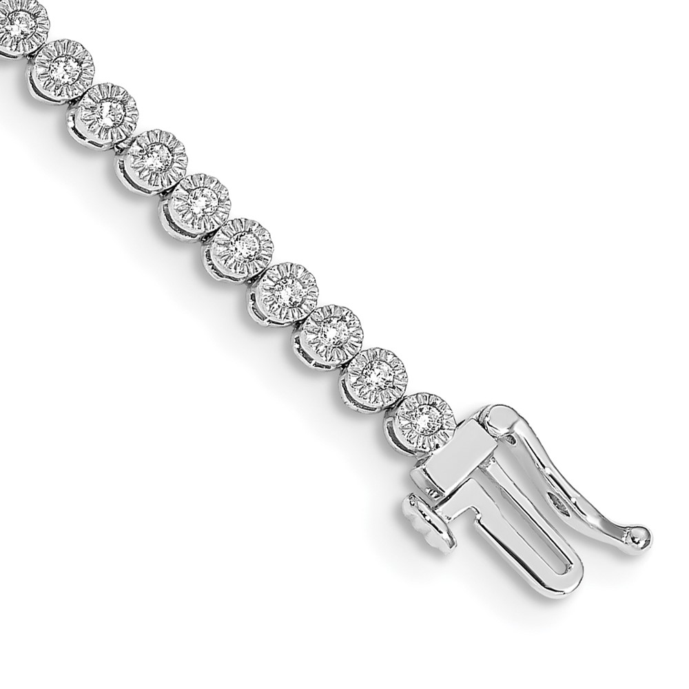 BM4649-100-WA.jpg 14k White Gold Complete 1 carat Diamond Illusion Setting 7 inch Tennis Bracelet - Image 1