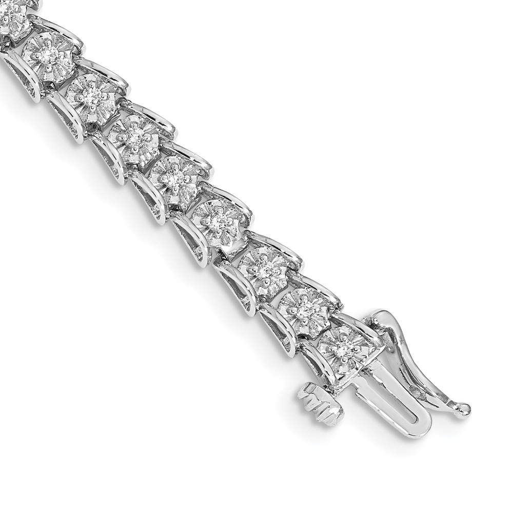 BM4654-063-WA-1.jpg 14k White Gold 5/8 carat Lab Grown Diamond VS/SI+ G+ Complete 7.5 inch Fancy Bracelet - Image 1