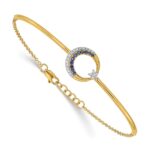 14k Moon and Star Complete 1/8 carat Diamond and Sapphire Half-Bangle 7 inch Bracelet with 0.5 inch Extender - Image 3