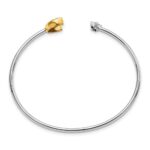 14k Two-tone Complete 1/6 carat Diamond Moon and Star Cuff Bangle Bracelet - Image 2