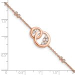 14k Rose Gold Complete 1/3 carat Diamond Double Circle with Star Dangle 7 inch Bracelet - Image 3